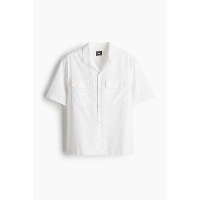 

Мужская рубашка HM с кубинским воротником, летняя, стандартная, в клетку, из смесового льна, рабочая, с коротким рукавом 1233268 White 165/84