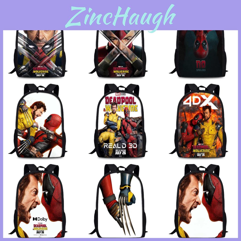 Large Capacity Deadpool And Wolverine Backpack For School Unisex Design