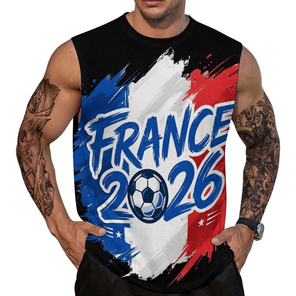 Men's Loose Fit Sleeveless Tank Top Soccer Themed Graphic Print Casual Sportswear Summer Shirt for Outdoor Activities