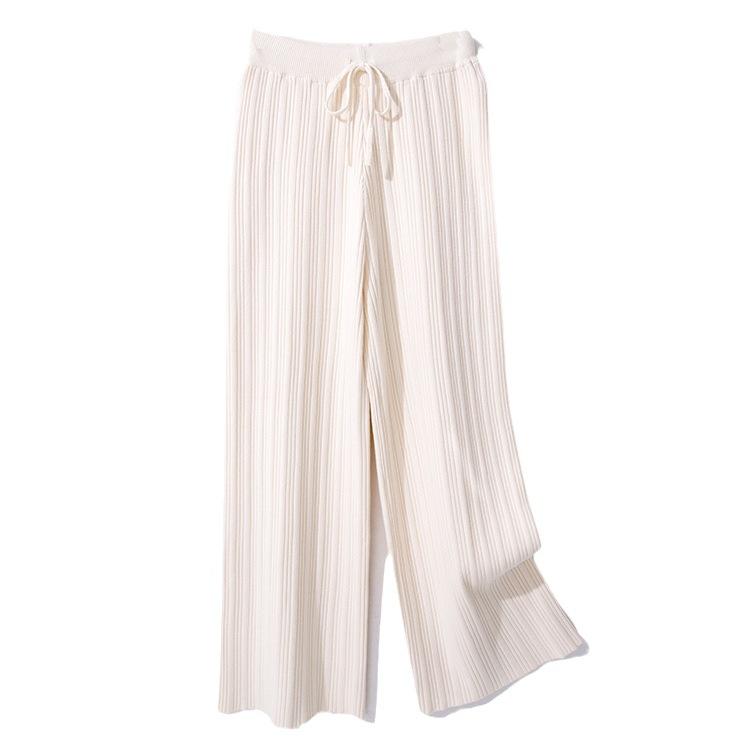 Women's Autumn and Winter Knitted Wide Leg High Waist Straight Loose Large Size Long Pants