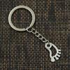 Fashion 30mm Key Ring Metal Key Chain Keychain Jewelry Antique   Plated Hollow Foot Feet 22x14mm Pendant
