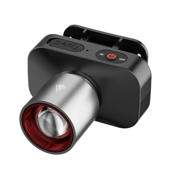 

Налобный фонарь для улицы, телескопический зум, USB-перезаряжаемый, 4 режима, регулируемый, водонепроницаемый, сверхяркий, легкий, для велоспорта, ночной рыбалки, светодиодный налобный фонарь чёрный