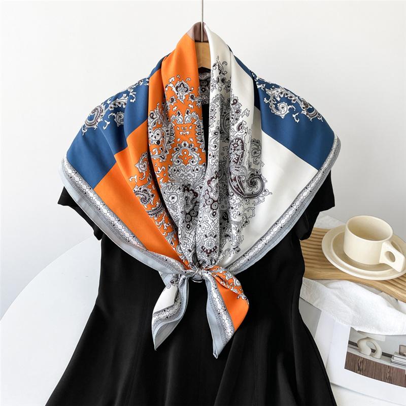 

90*90 см принтованные квадратные шали с цветочным принтом шарфы женские платки шейный платок хиджаб женская повязка на голову фуляр 90*90cm