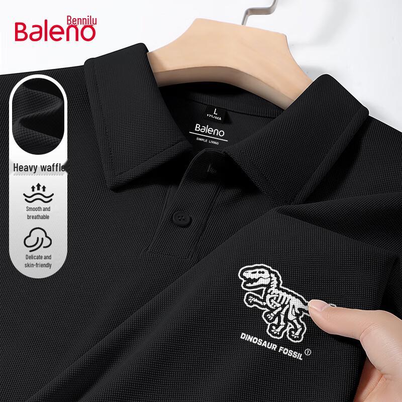 Baleno Herren Premium Sommer Dinosaurier Waffel Poloshirt