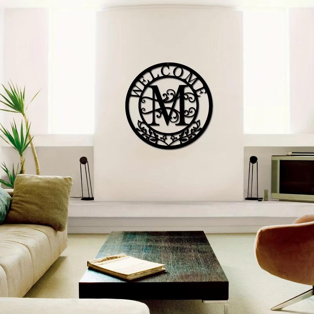 1pc Last Name Metal Sign Personalized Family Name Art Split Monogram Design Elegant Metal Wall Decor Ideal Birthday Gift