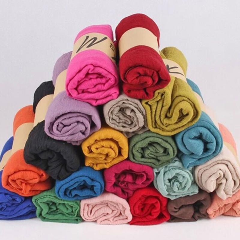 Fashion New 16 Colors Women Long Scarf Wrap Scarves Vintage Cotton Linen Large Shawl Hijab Elegant Solid Black Red White