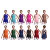 Girls Elegant Lyrical Dance Dress, Shiny Rhinestones, Mesh Overlay & Cutout Back, Figure Skating Competition Costume