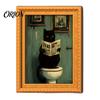 Retro Aesthetic Home Decor Accents Funny Wooden Fridge Magnets Frame, Cute Cat in Bathroom Magnetic Easy Swap Frames for Pictures Refrigerator Locker