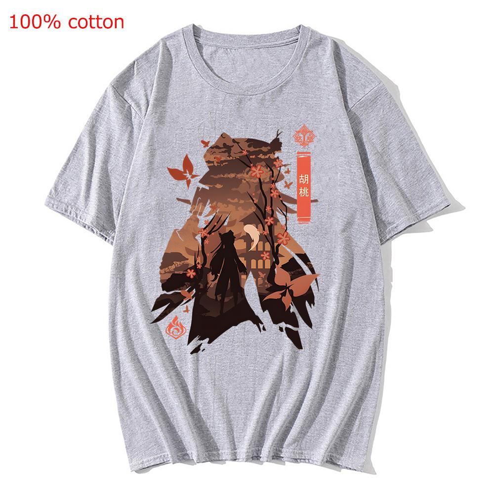 Genshin Impact Printing Tshirts Xiao Venti Print Tee Shirts Hu Tao Zhong Li Graphic T-shirt Kaedehara Kazuha Raiden Shogun Tees