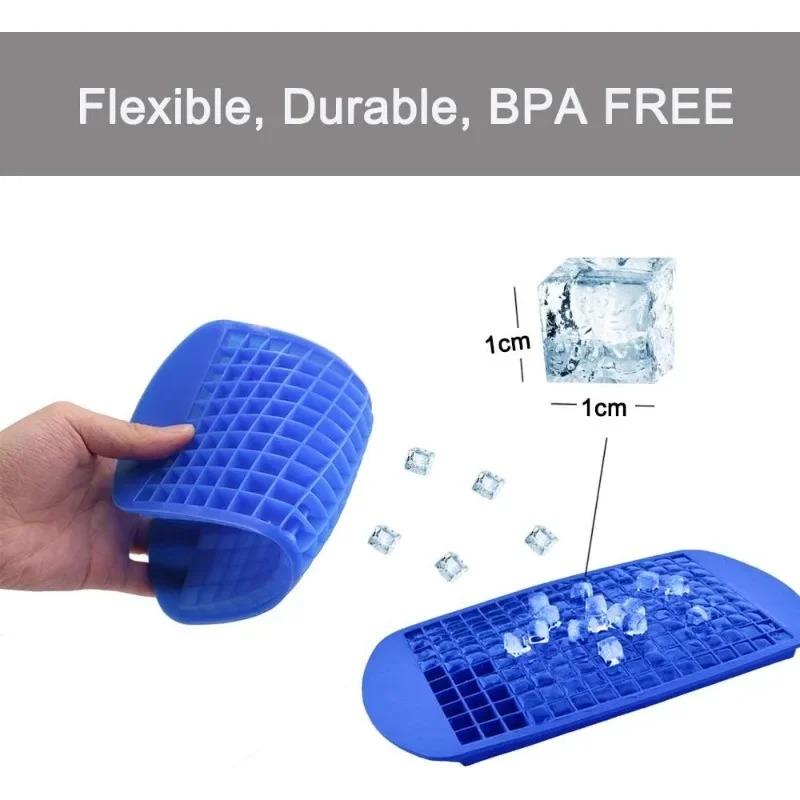 Silicone Mini Ice Cube Tray 160 Grid Ice Cube Mold Easy Release Food Grade Material Ice Box Container for Whiskey Cocktail