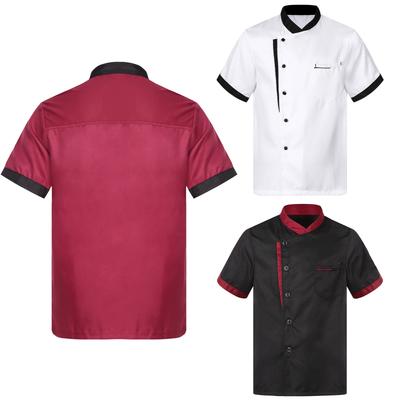 Unisex Koksjas met Korte Mouwen Ademend Katoen Knoopsluiting Professionele Keukenuniform voor Hotel Restaurant Personeel