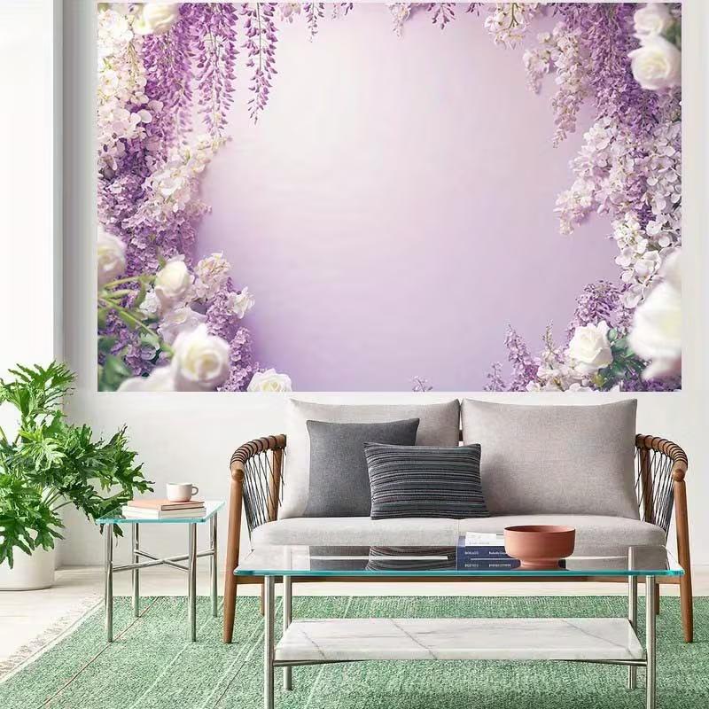 

2D Purple Wisteria Floral Backdrop, for Wedding, Bridal Shower & Birthday Party Decoration 47.2x31.5inch/120*80cm