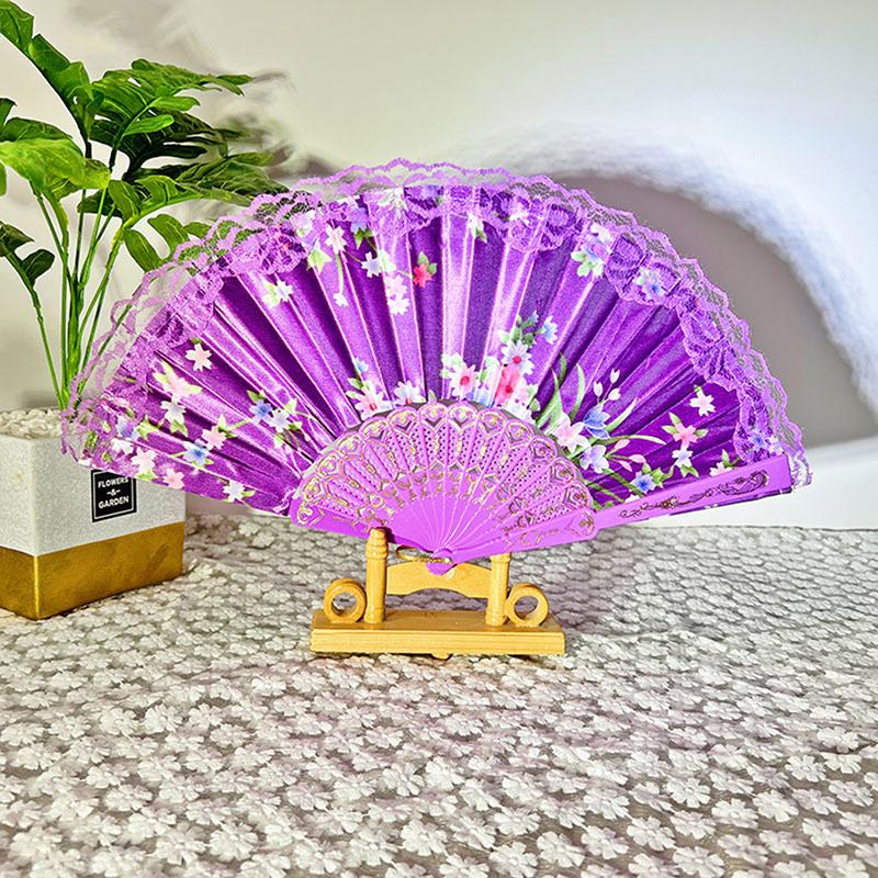 Faltfächer im Vintage-Stil aus Seide und Spitze, Muster im chinesischen Stil, Kunsthandwerk, Geschenk, Heimdekoration, Schmuck, Tanz-Handfächer