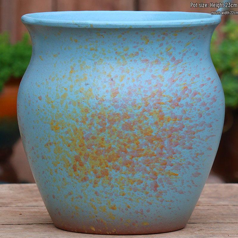 Yixing Handmade Square Mouth Coarse Pottery Planter - Large Succulent Flower Pot with Old Branch Design and Jade Pendant.