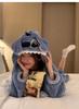 Stitch Cartoon Couple Pajamas - Autumn Winter Coral Fleece Long Robe Set for Men and Women