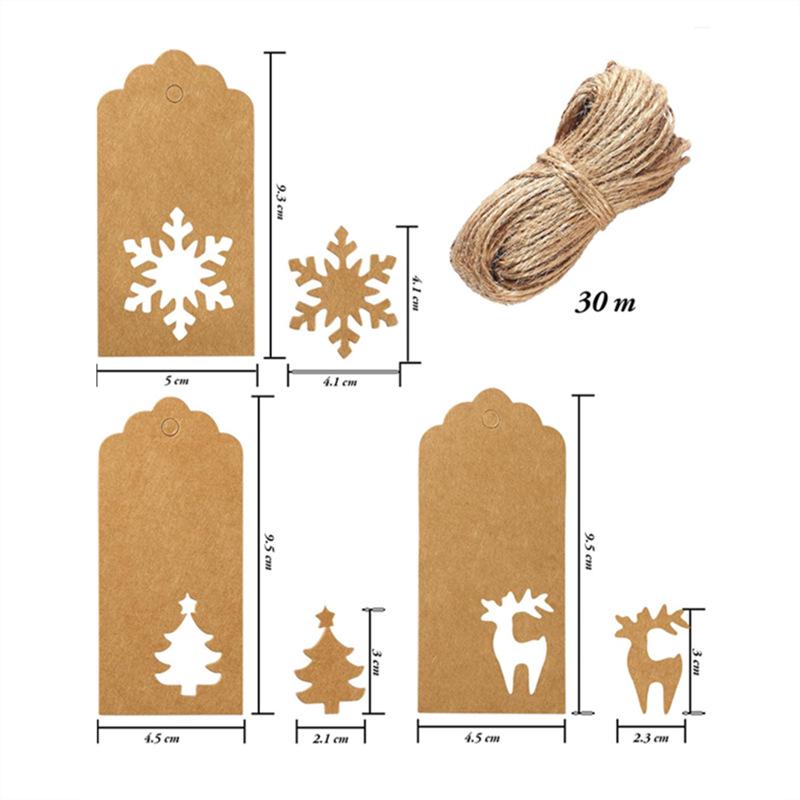 350g Kraft Paper Snowflake Reindeer Hang Tag - Irregular Shape Christmas Party Label
