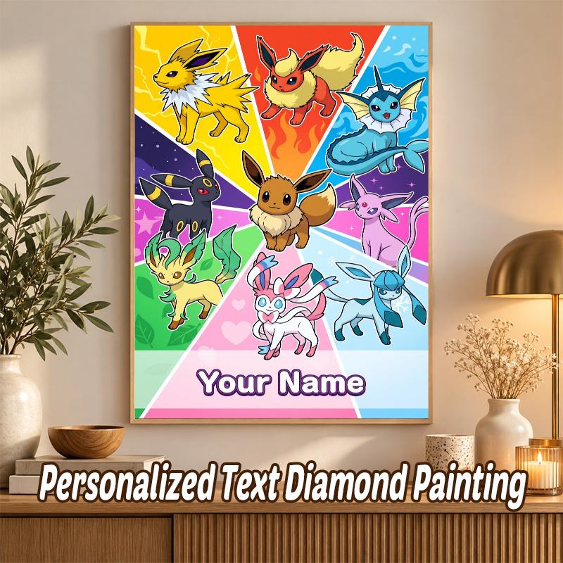 Eevee Evolutions Custom Name Diamond Painting Personalized 5D Full Drill DIY Diamond Art Home Decor