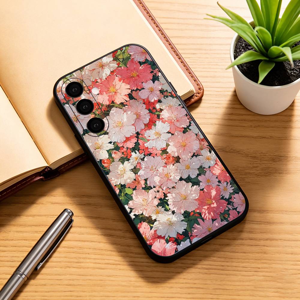F-flowers Phone Case For Samsung Galaxy A73,A72,A71,A70,A53,A52,A51,Others Soft Black Cover