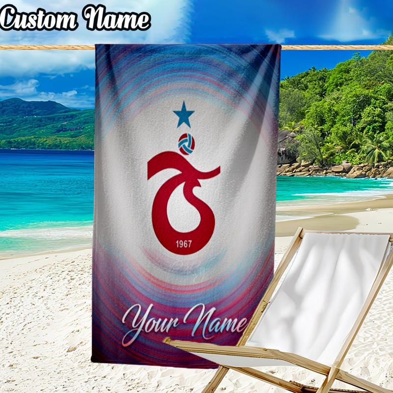Custom Name Trabzon-spor football Beach Towel - Soft, Ultra-Absorbent Microfiber, Lightweight, Perfect for Beach, Parties, Travel, Camping