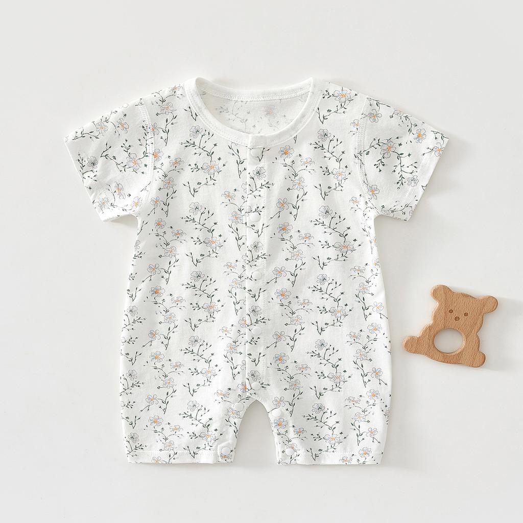 Baby Short Sleeve Romper, Lightweight Infant One Piece Pajamas, Summer Air Conditioning Outfit for Newborn Boys and Girls