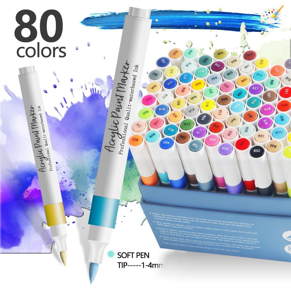 12-120 Acrylic Marker, Brush Acrylic Paint Pens for Art Supplies Fabric Paint Stone Glass Ceramic Wood Rock Christmas Card