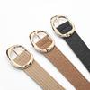 Women's Elastic Woven Straw Belt with Egg Shape Alloy Buckle - Retro Casual Design