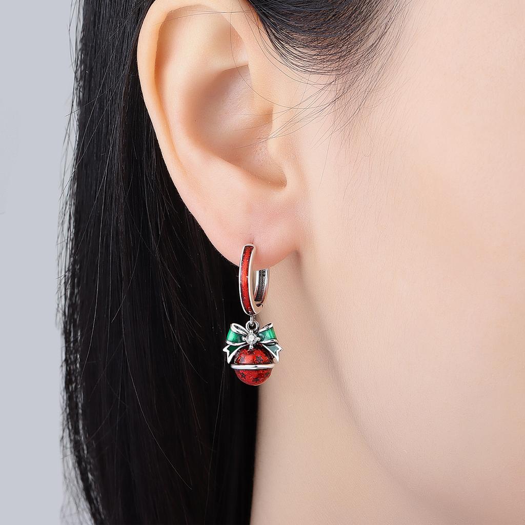 New 925 Sterling Silver Christmas Dangle Earrings Holly Snowflake Bell Design Drop Earring Jewelry Christmas Gift For Women Girl