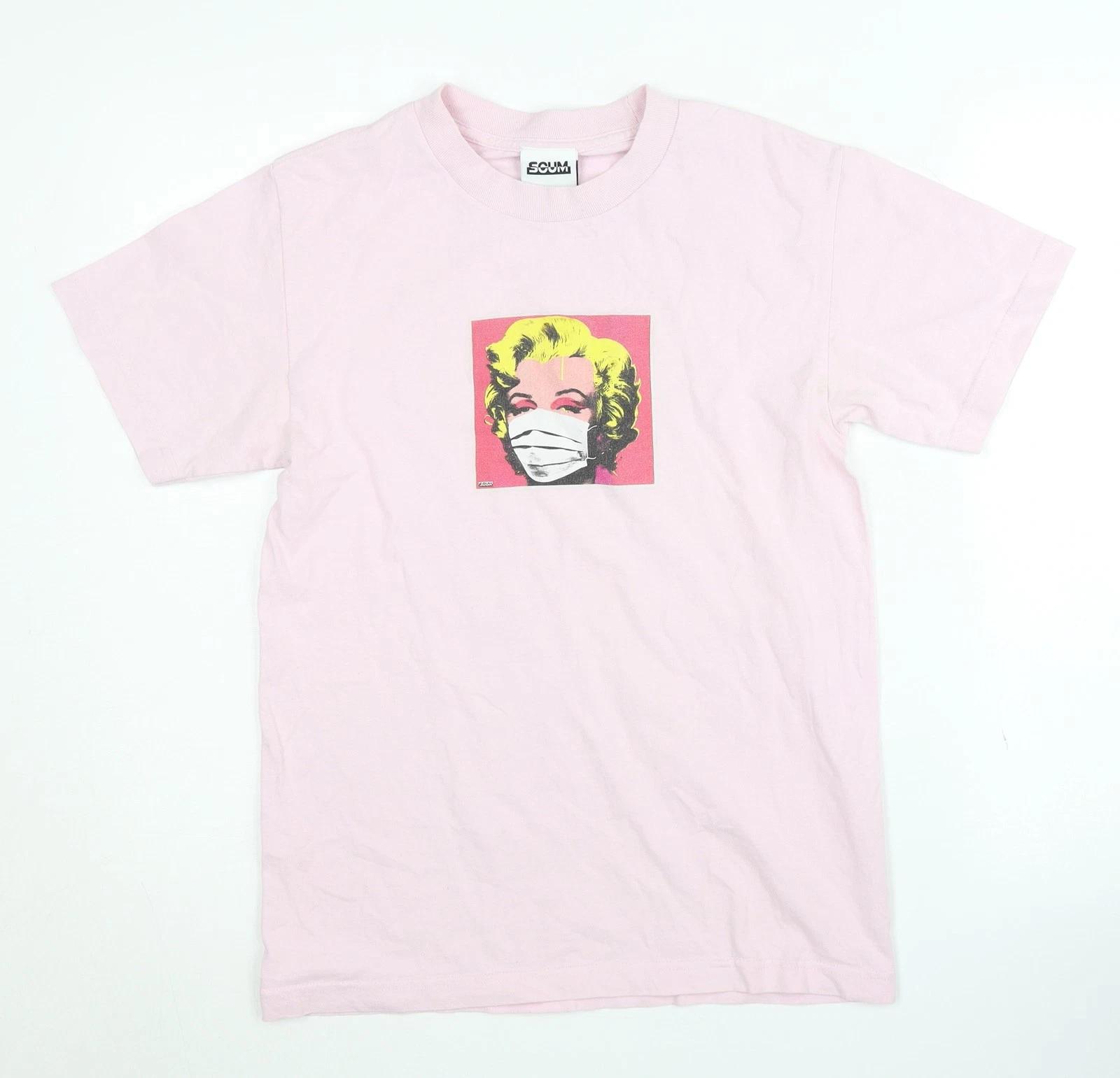 Унисекс розовая футболка SCUM в стиле поп-арт, размер S L
