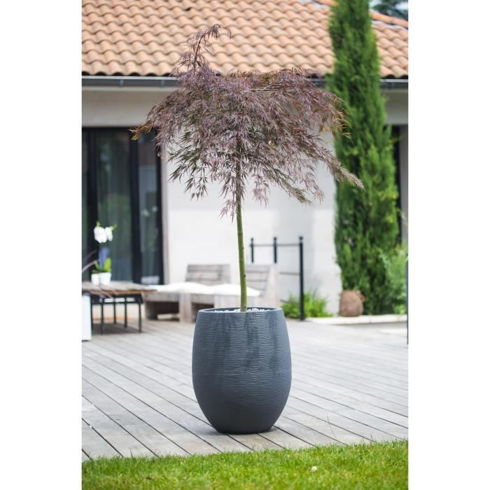Round Egg Flower Pot Ø 50cm - EDA - Graphite - 53 L - Ø 50 X H. 53 Cm - Anthracite Grey
