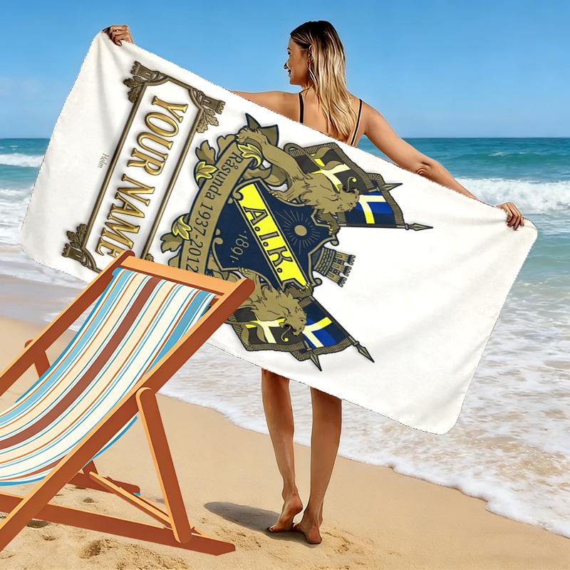Custom Name AIK Print Beach Towel, Large Soft Quick Dry Towel for Beach Camping Swimming