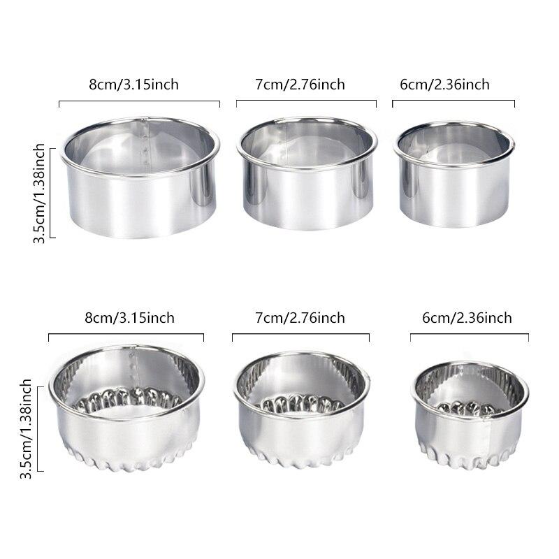 3Pcs Stainless Steel Dough Cutter Dumplings Molds Round Cookie Biscuit Cutters Circle Pastry Cutters Baking Circle Ring Molds