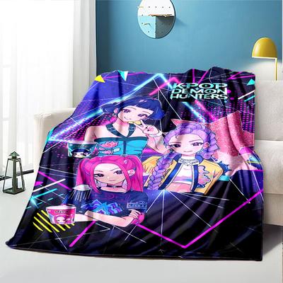 KPop Demon Hunters Pattern Blanket for Home Decoration, Bed, Sofa, Car Travel, Camping, Suitable for All Seasons, Birthday Christmas Gift