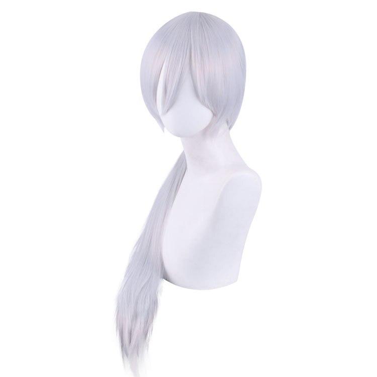 2pcs Sets Anime Chainsaw Man Quanxi Cosplay Silver Long Wig + Eyes Patch Heat-resistant Fiber Hair + Free Wig Cap Halloween Party Role Play