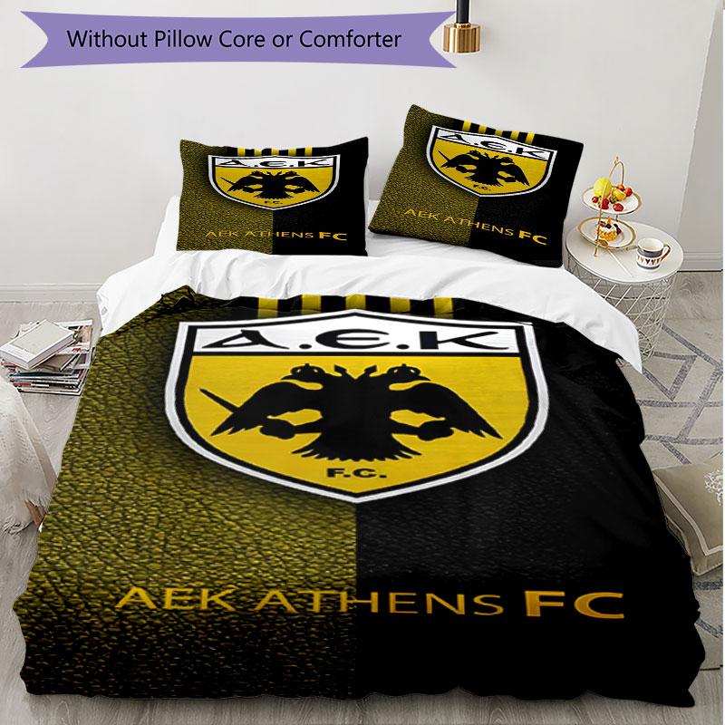 3-teiliges Bettbezug-Set (1 * Bettbezug + 2 * Kissenbezug, ohne Kern), AEK Athen FC Print Weiches Ganzjahres-Bettwäscheset, Schlafzimmerdeko Geschenk
