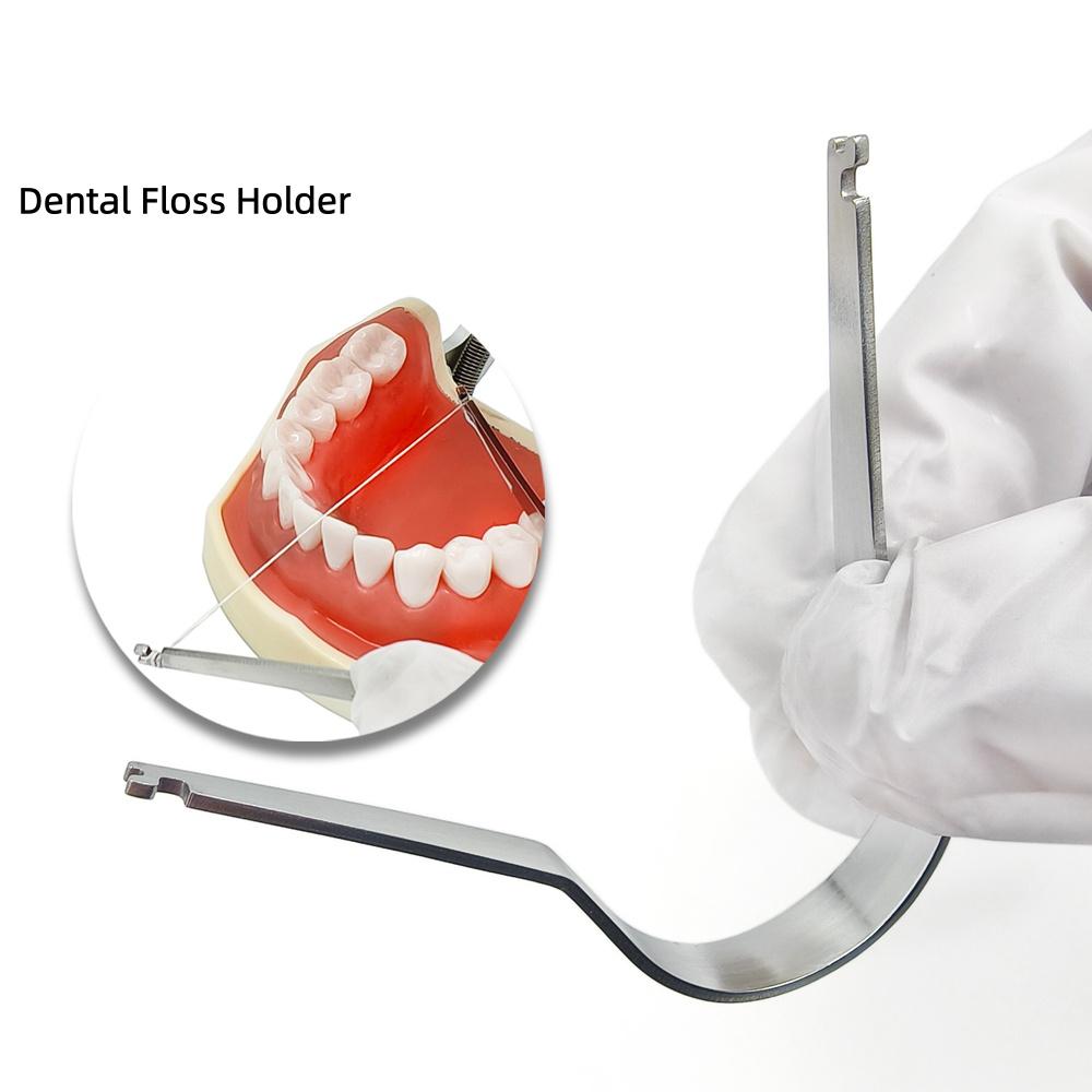 

Dental Floss Holder Stainless Steel Reusable Floss Clip Teeth Cleaning Tool Oral Care 1 piece