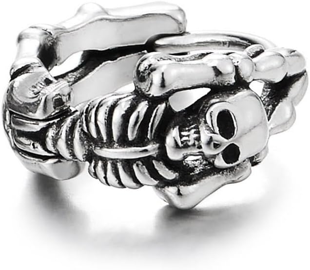 Gothic Skeleton Hand Earrings for Men Stainless Steel Skull Punk Halloween Jewelry
