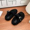 Internet celebrities winter new thick-soled half-tray women's shoes wear high-end grape mother Mao Mao shoes women wear warm cotton shoes