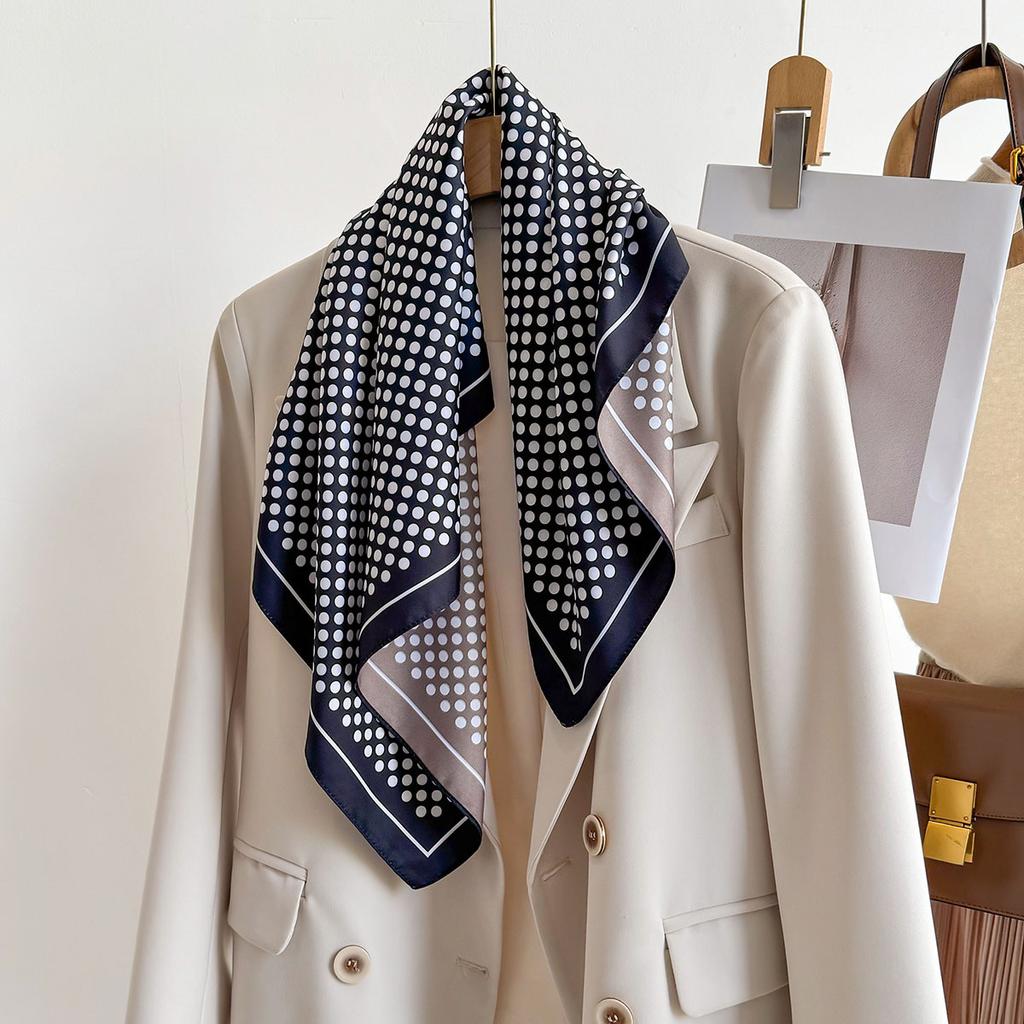 New Polka Dot Fashion Small Silk Scarf Age Reduction Versatile Classic Square Scarf Multi-functional Decorative Headband Neck Sunscreen Shawl