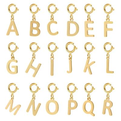 Fivela de mola Pingente de Berloques de Letras pingente de berloques iniciais para Colar de Mulher brinco Zircônia chaveiro acessórios DIY Atacado