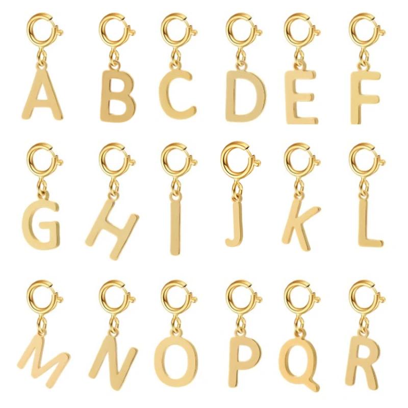 spring buckle Letter Charms Pendant initial charms pendant for Women Necklace earring Zircon keychain DIY accessories Wholesale