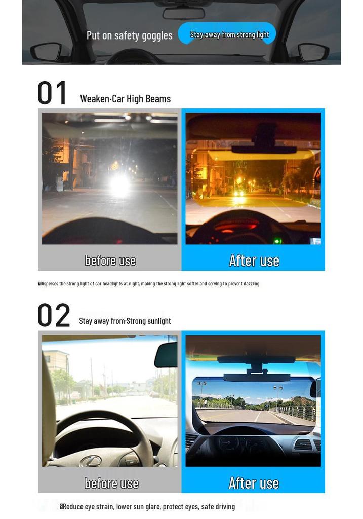 Car Anti-Glare Night Vision Sun Visor for Day and Night Driving