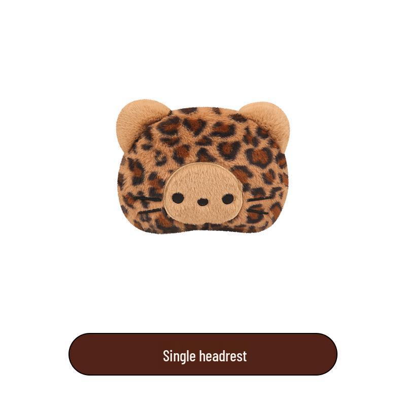Leopard Print Kitten Cartoon Winter Plush Car Seat Cushion for ORA Good Cat, Ballet Cat, or Lightning Cat