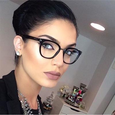 Sexy Lila Eckiger Brillenrahmen Klare Gläser Myopie Nerd Schwarze Sonnenbrille Fälschung Designer Brillen für Damen