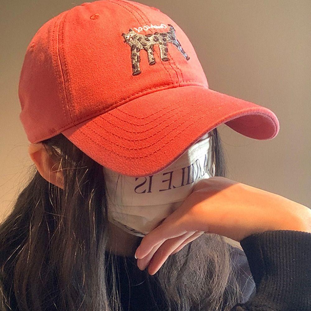 Retro Embroidery Baseball Cap Spotted Cat Sun Hat Apparel Accessories Letter Baseball Hat  Sports