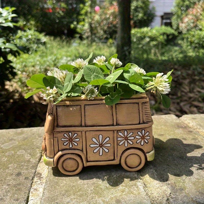 1PC retro hippie carriage resin flower pot, creative indoor and outdoor decoration flower pot, multi-functional room decoration