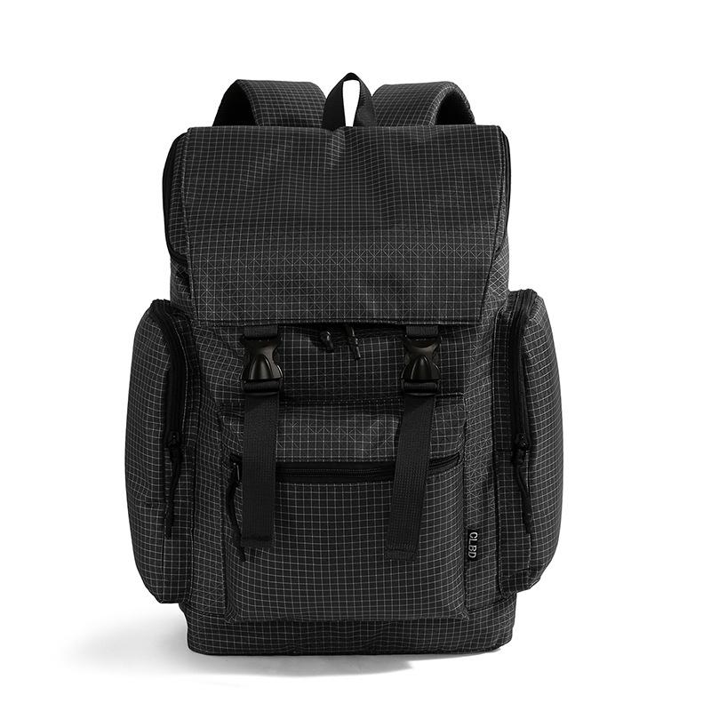 Клетчатый Рюкзак Складной Для Хранения Рюкзак Для Коротких Поездок Большая Вместимость Дорожная Сумка Школьная Сумка чёрный