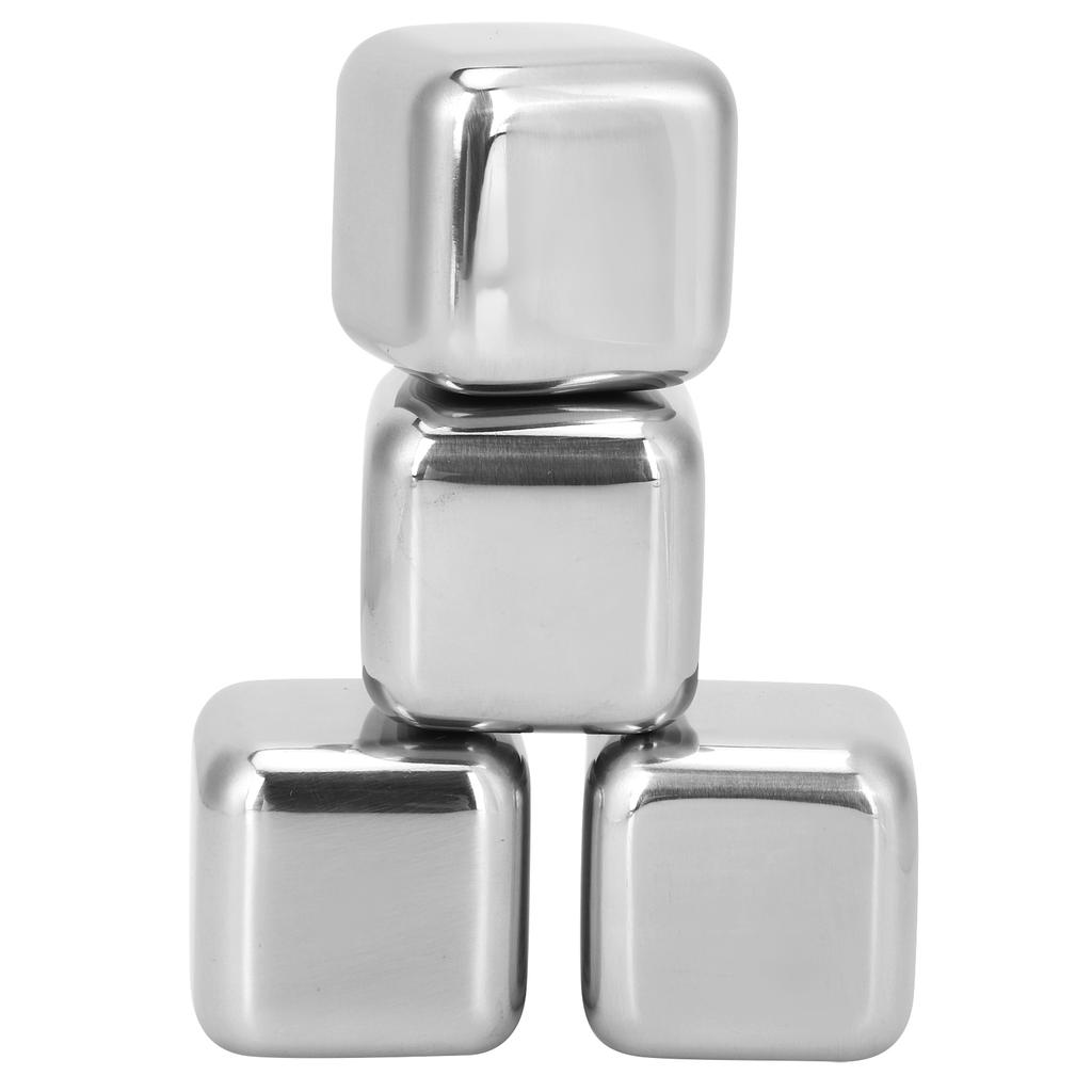 Eiswürfel mit Zange Wiederverwendbarer 304 Edelstahl Eisstein für Wein Whiskey Getränke Getränke 4 Stück