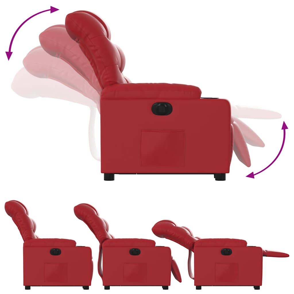 Recliner Chair with Lift Assistance Electric Red Faux Leather