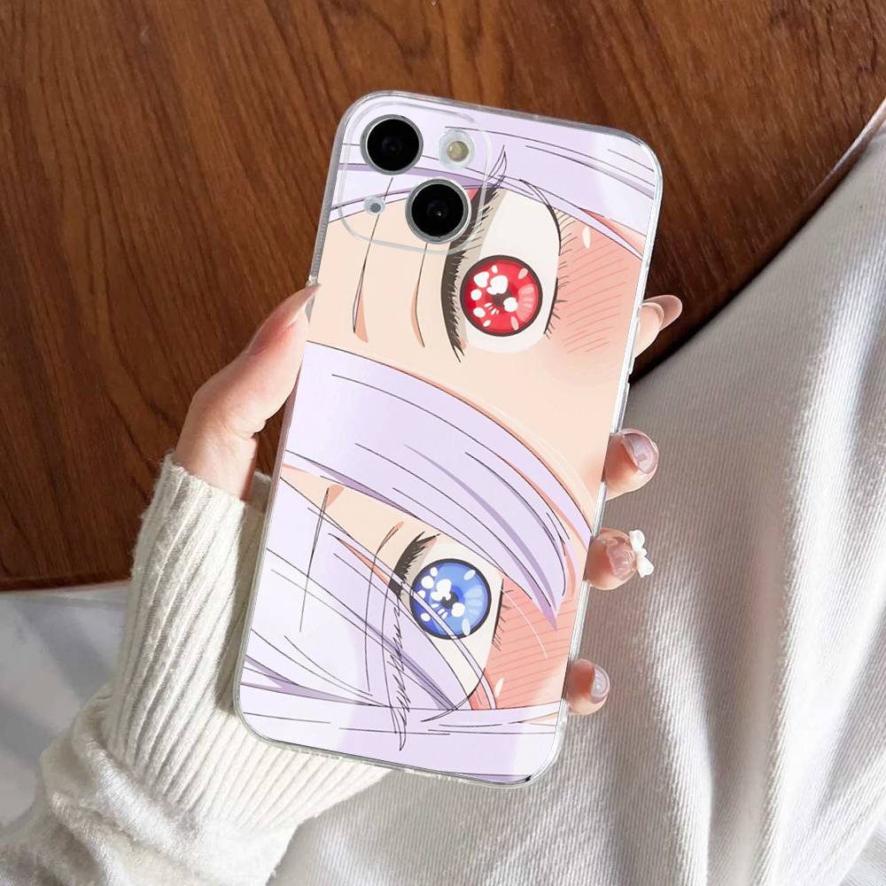 Cute Anime Big Eyes Girl Phone Case For iPhone 17 16 15 14 13 11 12 Pro Max Mini Plus Shockproof Transparent Soft TPU