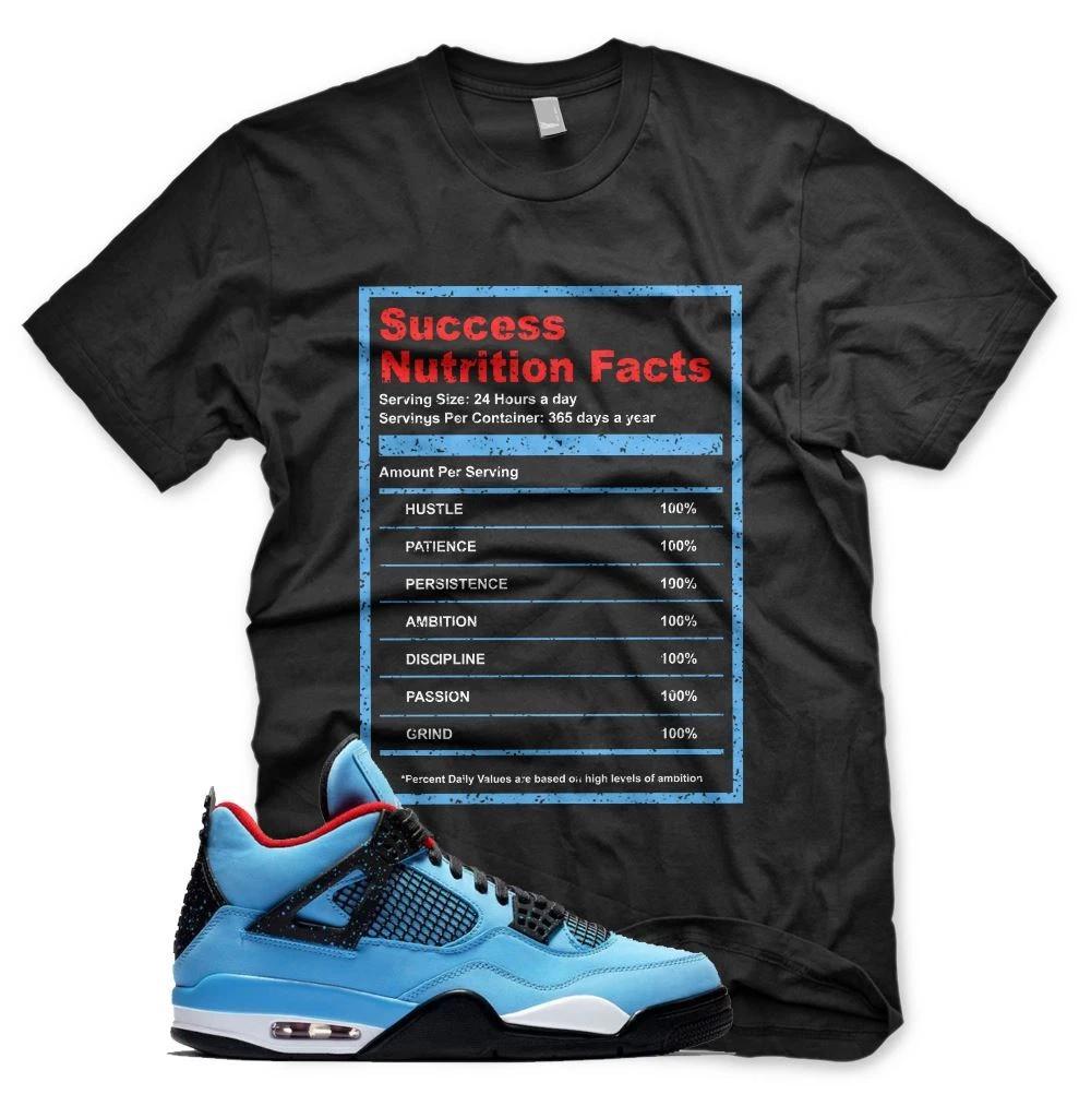 Black SUCCESS FACTS T Shirt for J1 4 IV Cactus Jack University Blue UNC XL